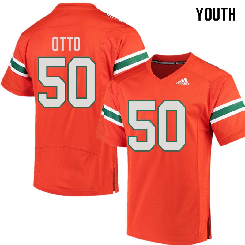 Youth Miami Hurricanes #50 Jim Otto College Football Jerseys Sale-Orange - Click Image to Close
